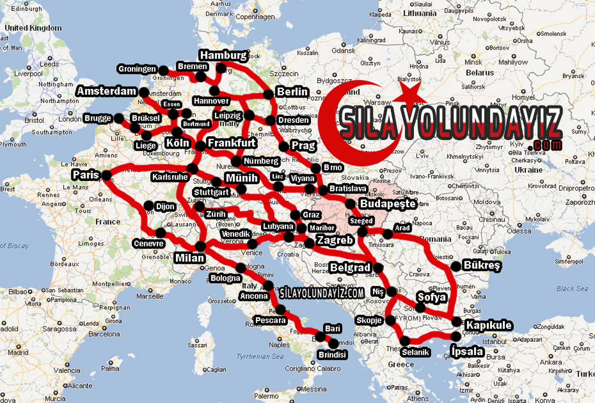 Üsküp Belgrag arası yol haritası